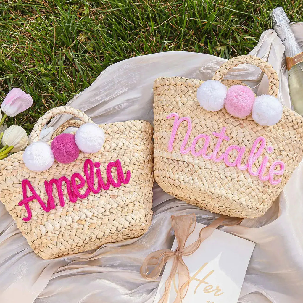 Personalized Straw Bridesmaid Tote Bag, Custom Beach Bag, Bachelorette Party Gift Bag, Gift Package, Gift Basket Tote