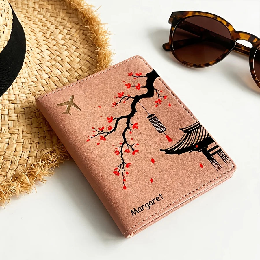 Floral Design Custom Passport Holder Lightweight Portable Travel Wallet Card Case Personalized Vacation Essential Gift
