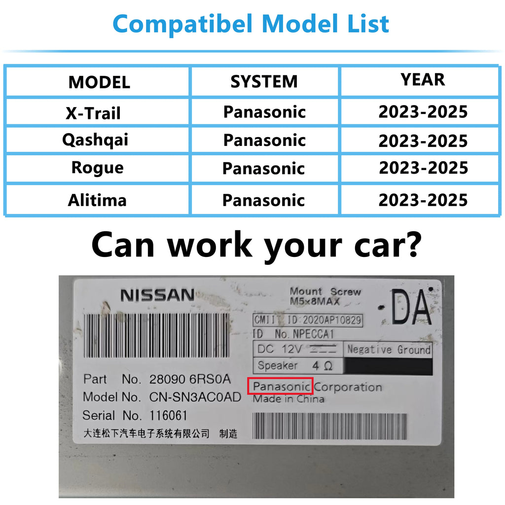 Apple CarPlay for Nissan X-Trail Qashqai ePower Rogue Altima 2023-2025 Add Wireless Android Auto 360 Camera Bird View System