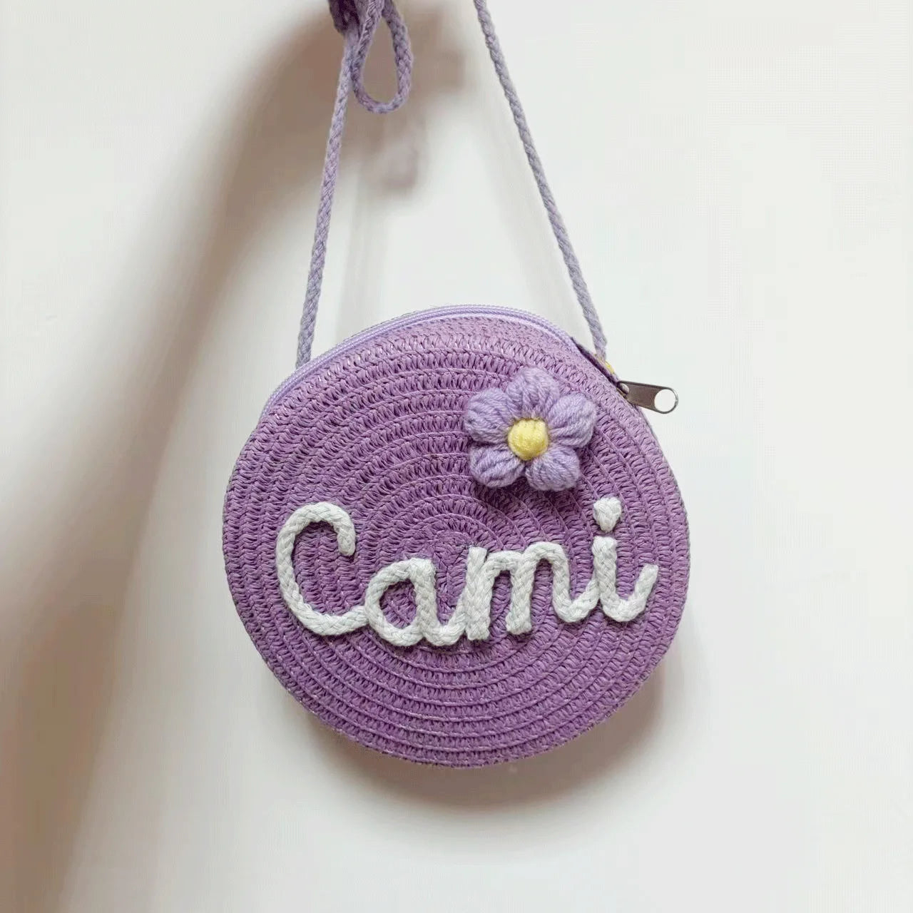 Personalized Custom Name Bag — Spring/Summer Round Straw Bag, Women's Beach Bag, Casual-Style Crossbody & Handbag