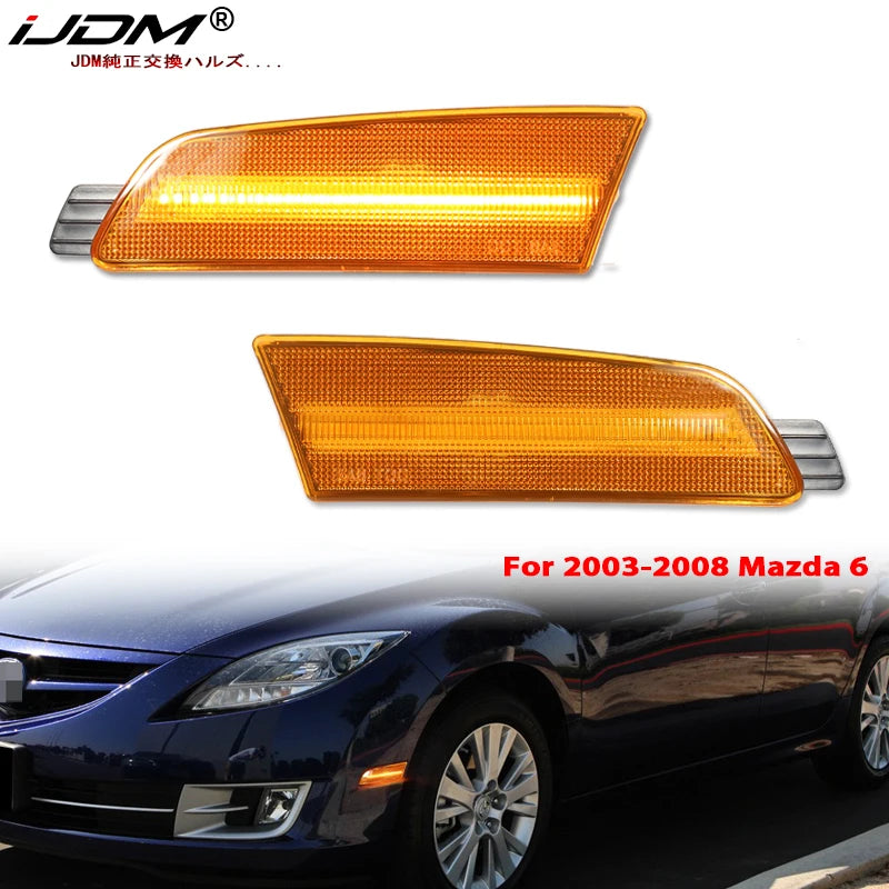 iJDM For Mazda 6 Atenza Sedan GG1 Front Side Marker Lamp Fender Light Assemblies Amber Turn Signal Light/Driving Ligh 2009-2013