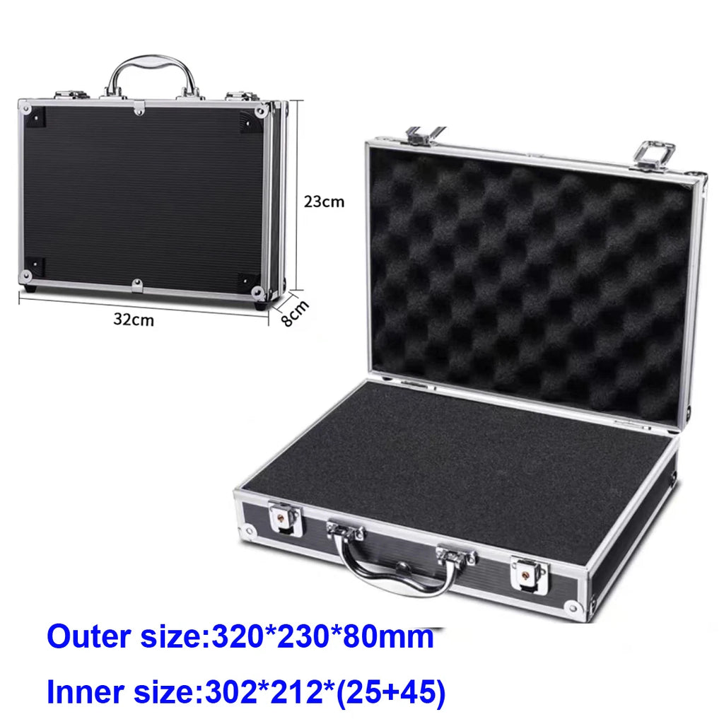 Toolbox Aluminum Alloy Suitcase Instrument Box Equipment File Box Cosmetic Case Tool Box with Sponge