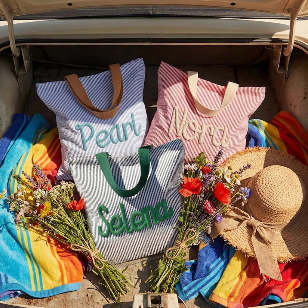 Personalized Beach Tote Bag — Lined Beach Bag with Inner Pocket — Personalized Zippered Tote — Summer Hobo Bag — Bridesmaid Gift
