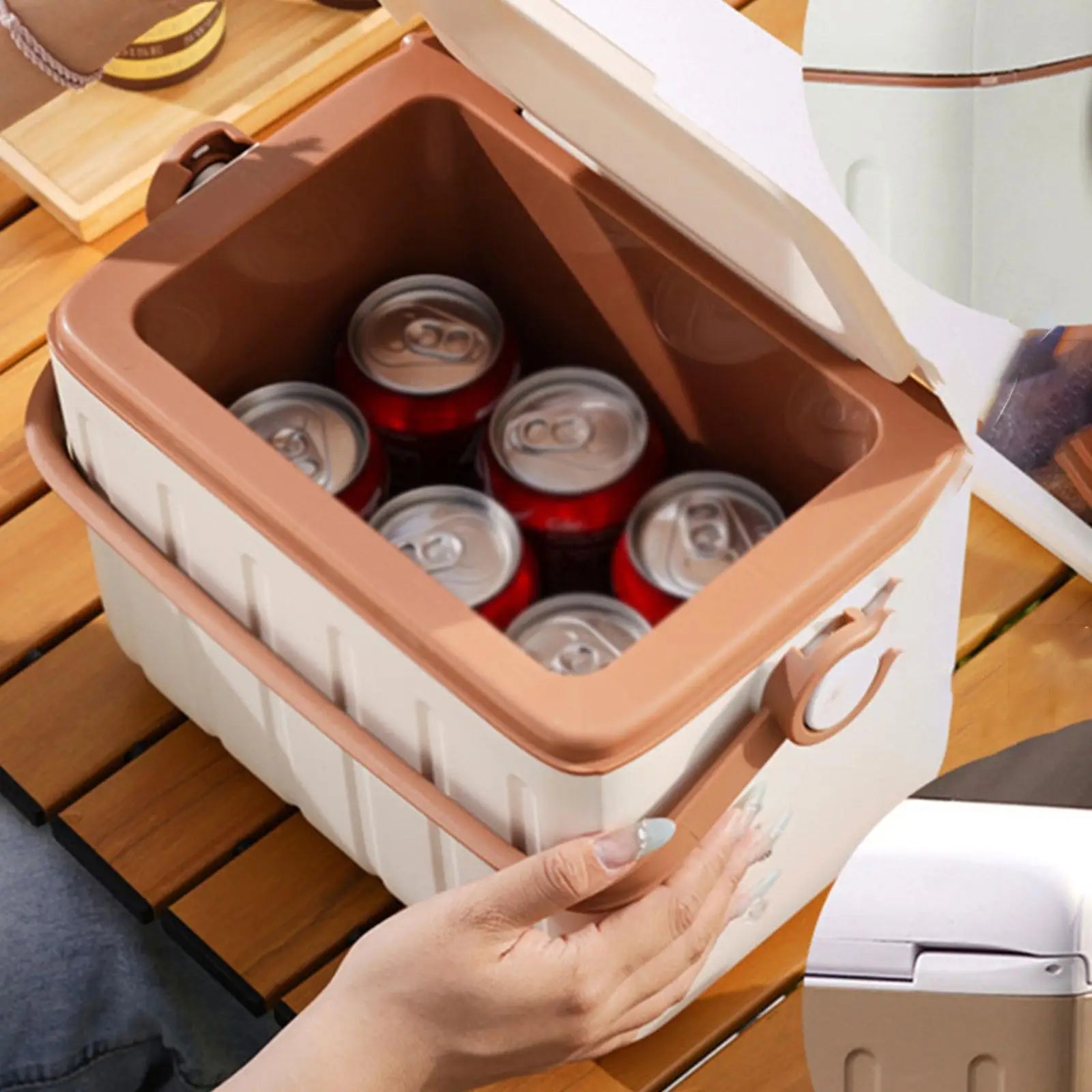 Insulated Cooler Box Carrier Airtight Cold/Heat Preservation Cooler Container Ice Chest Box for Beach Sports Stall Outdoor BBQ