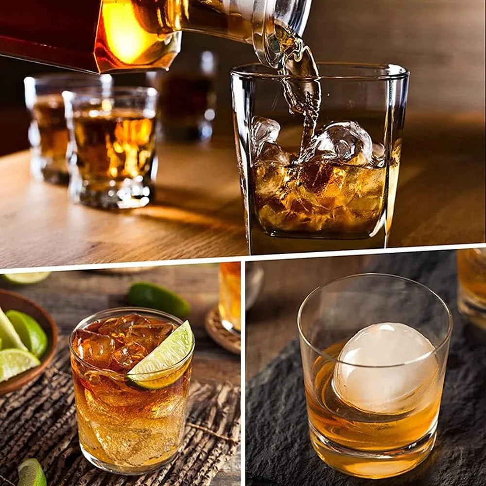 Silicone ice cube tray, large round ice cubes and square ice cubes, BPA-free, reusable, with lid, suitable for cocktails, whisky