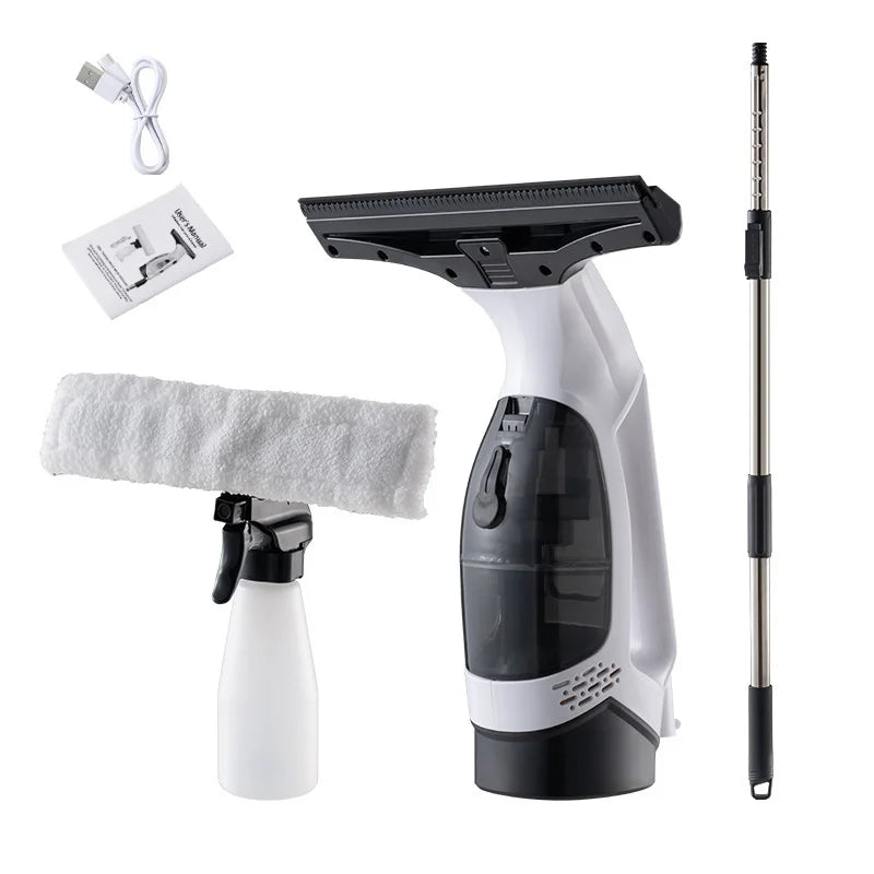 Window Vacuum Squeegee Cordless 2000Pa Electric Window Cleaner Tool with 2200mAh 150ml Water Collection Tank Window Cleaning Kit