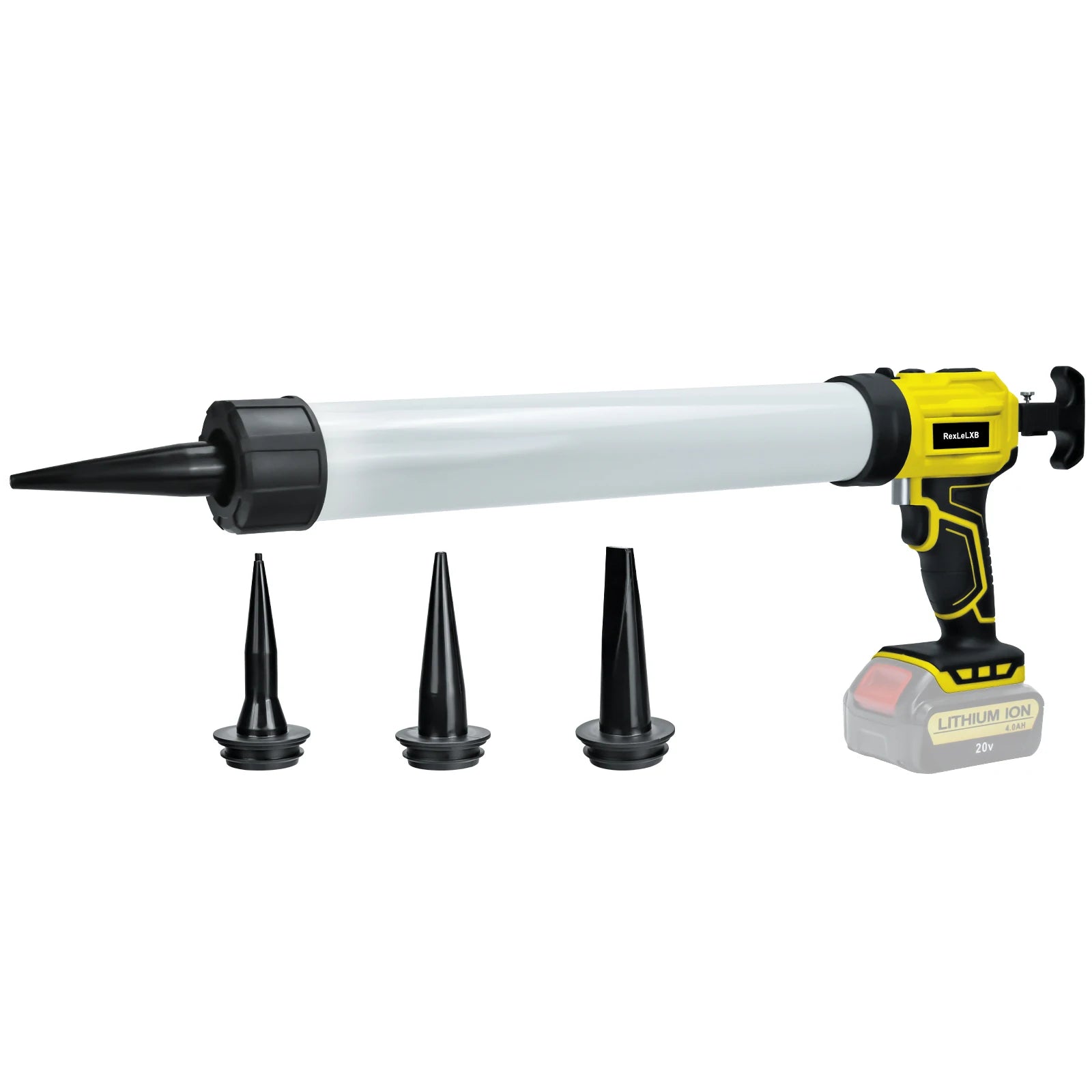 20oz/600ml Cordless Caulking Gun for Dewalt/Makita/Milwaukee 18/20V Battery 4 Adjustable Speeds Sausage Caulk Gun (No Battery)