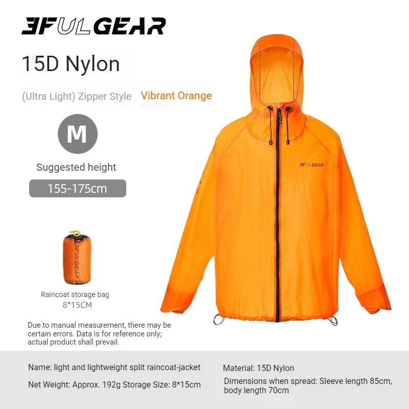 3F UL GEAR Lightweight Split-type Raincoat Rain Pants Outdoor Hiking Cycling Off-road Mountaineering Rain Gear For Men And Women