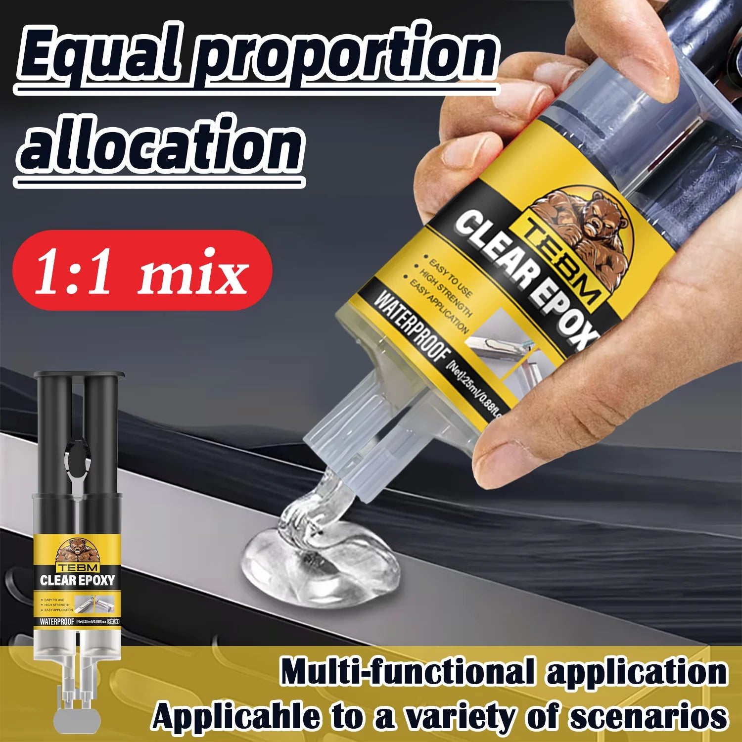 25ML Epoxy Resin AB Glue Quick-drying Instant Adhesive for Leather Rubber Wood Metal Repair Strong Bond Sealant Liquid Adhesive