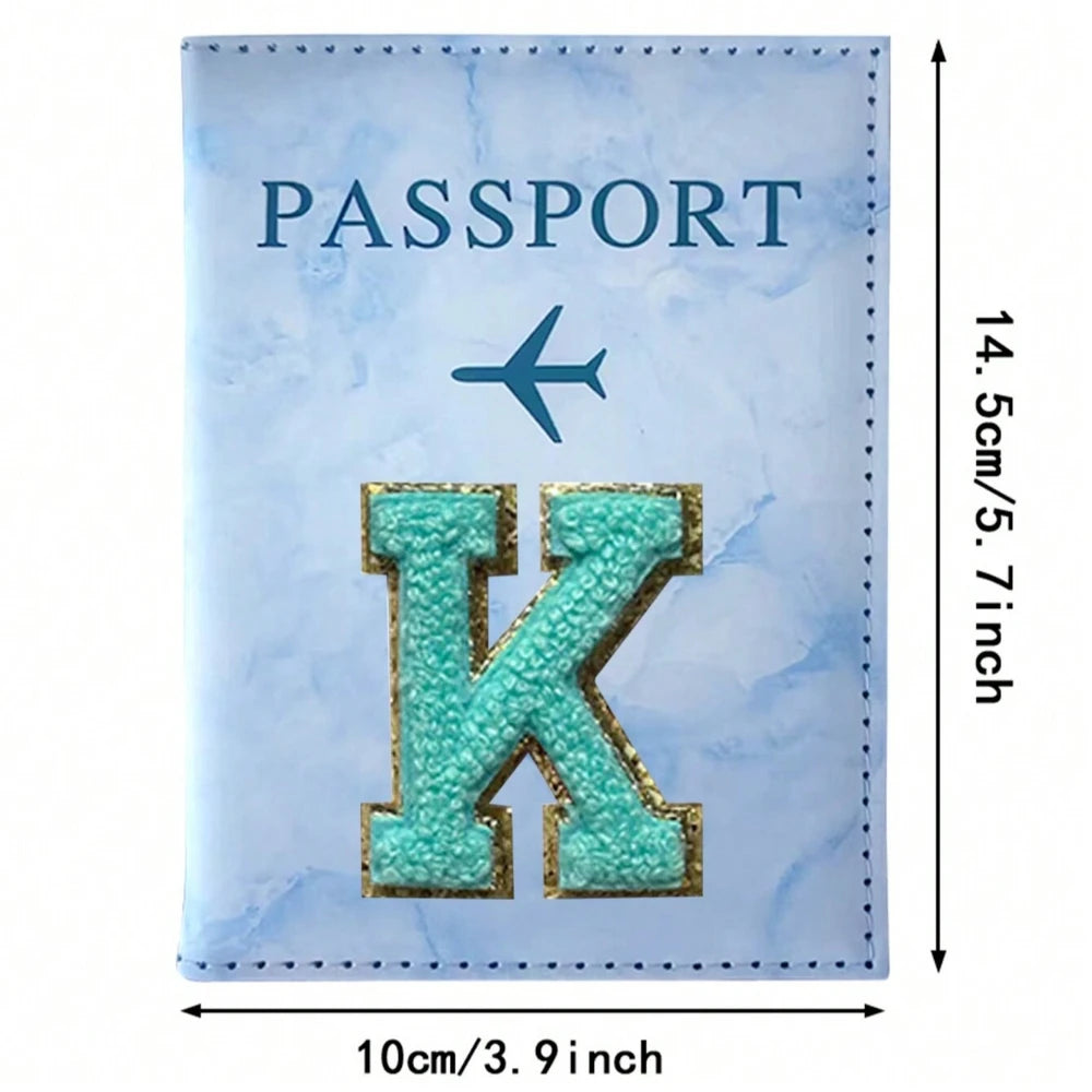Pink Embroidery A-Z Letter Passport Cover Travel Wallet Card Holder Portable Document Case Nice Holiday Travel Gift