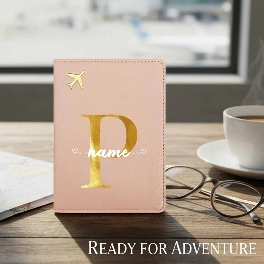 1pc Customized Name PINK Travel PU Passport Cover Passport Holder RFID Organizer Slim Wallet Coin Purse ID Card Case Ultra