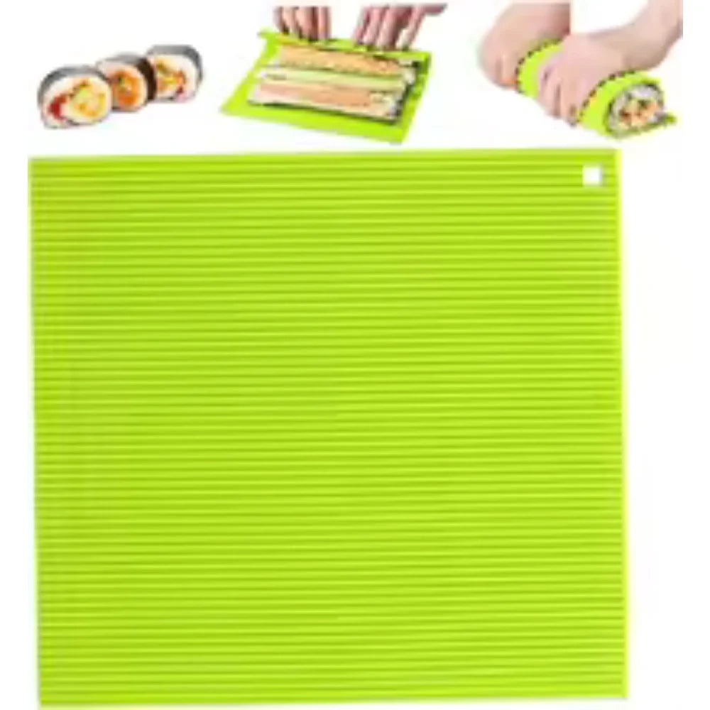 Premium Silicone Sushi Making Kit - Rolling Mat for Beginners and Kids, 8.6 X 7.8 Inch