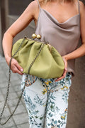 LOST IN VINTAGE Large Purse 35x20x12cm Artficial Leather Premium Plus Bag Big Ball Kiss Lock Clutch Purse Clutch Deep Folds Bags