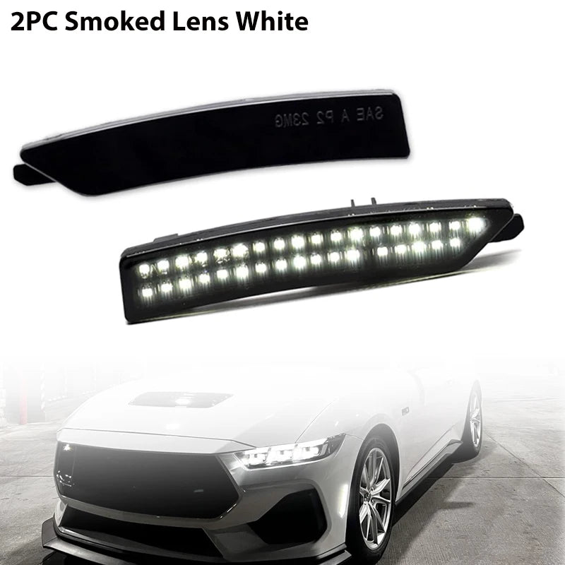 iJDM Car Full LED Dotted Front & Rear Side Marker Light Assembly for Ford Mustang Gen7/S650 2024 2025 DRL Parking Lights