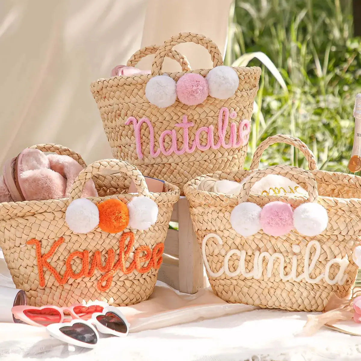 Personalized Straw Bridesmaid Tote Bag, Custom Beach Bag, Bachelorette Party Gift Bag, Gift Package, Gift Basket Tote