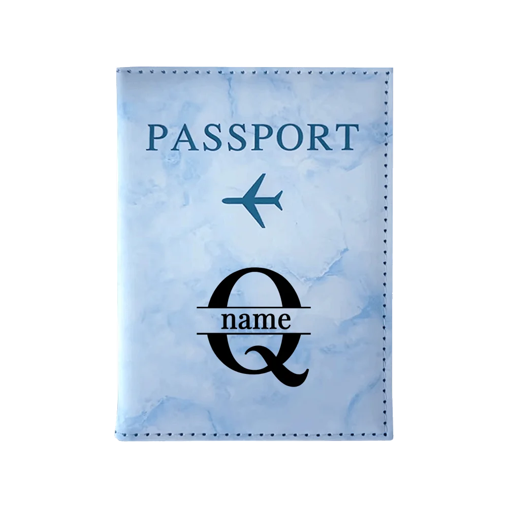Customize Name Passport Cover Travel Wedding Passport Holder Organizer Personalized Black Initial Letter Printing Passport