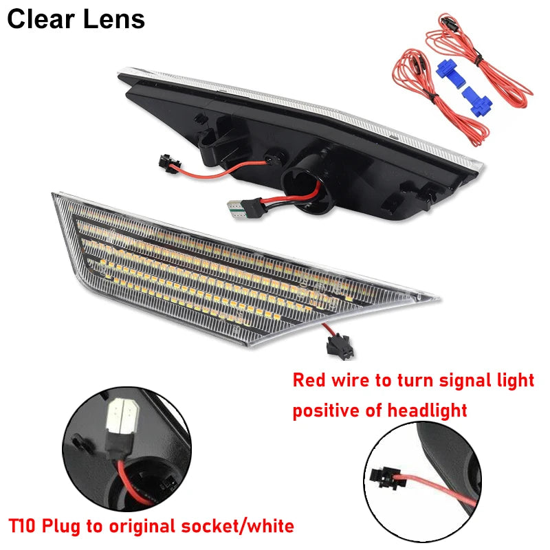 For Honda Civic 10 Gen Fender Side Marker Lights Amber Sequential Turn Signal Lamps White Driving Running Position Light 16-21