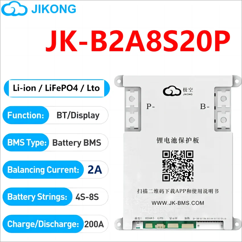 JIKONG Jk Bms B1A20S15P 1A Active Balance Bms 8S 10S 12S 16S 17S 20S 24S Smart Bms 100A 150A 200A Lifepo4 Li-Ion Lto Battery BMS