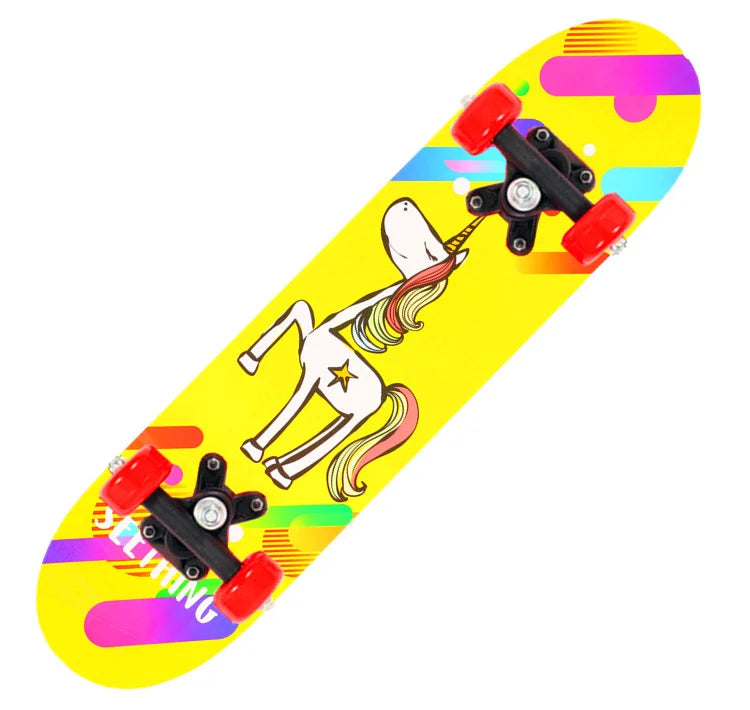 60CM Skateboard Beginner Kids Cartoon Skateboard Maple Wood Deck Skate Board Outdoor Long Board Double Rocker Skateboard Child