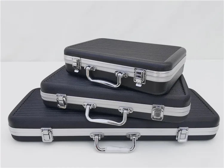 Portable Toolbox Plastic Aluminum Alloy Suitcase Impact Resistant Storage Box Safety Instrument Case with Sponge Lining
