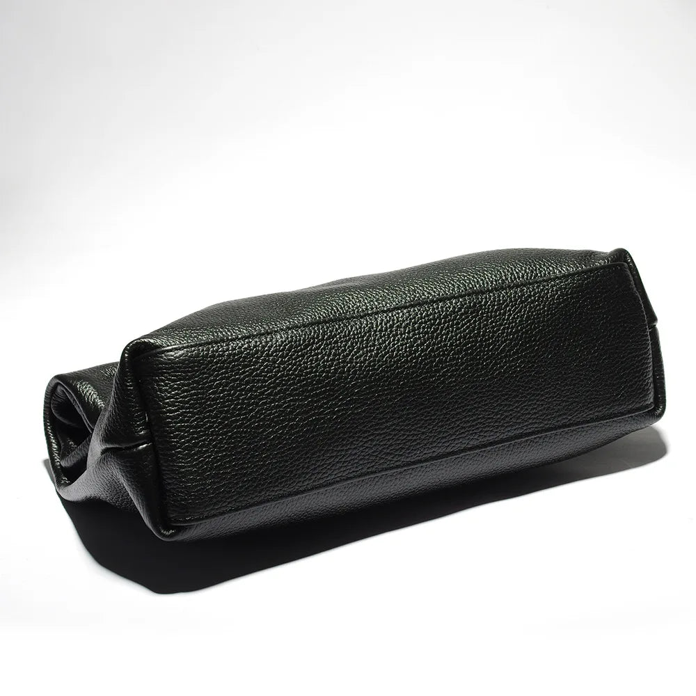 Black Leather Bag Personality Lazy Casual Clutch Bag Leather Bag Soft Bag Phone Women High Quality Laptop Bag Genuine Leather