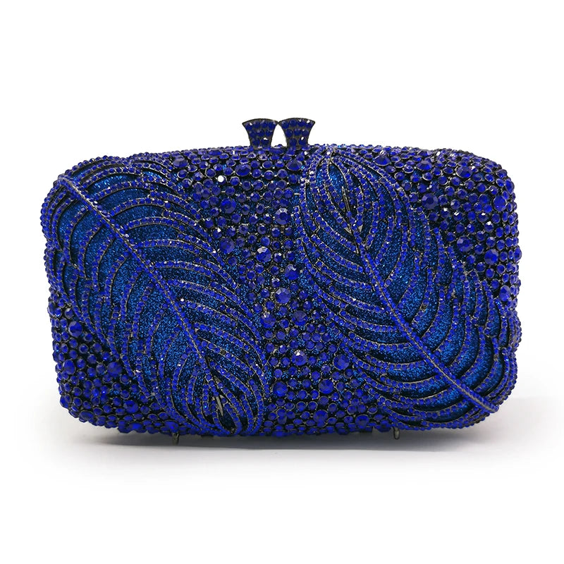 Silver Evening Clutches Diamond Wedding Purses WHTUOHENG Crystal Purses Rhinestone Clutch  Bags Leaves Women Party Handbags