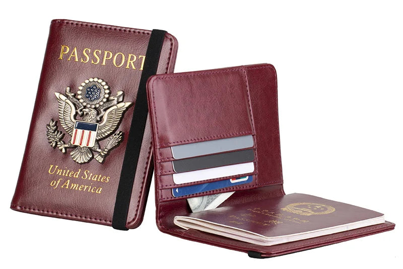 VM FASHION KISS USA RFID Passport Covers Holder Women Men Lettering Business ID Bank Card Storage Purse Case Travel Accessories