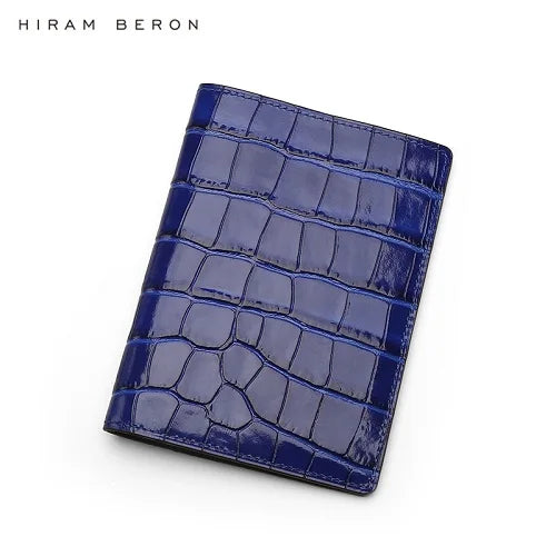 Hiram Beron Personalized Passport Cover Luxury Anti RFID Leather Embossed Crocodile Pattern Luxury Wallet Dropship