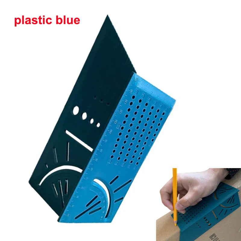 Aluminum Alloy 3D Mitre Angle Measuring Ruler 45 90 Degree Square Woodworking Angle Ruler Multifunctional Marking Gauge Tool