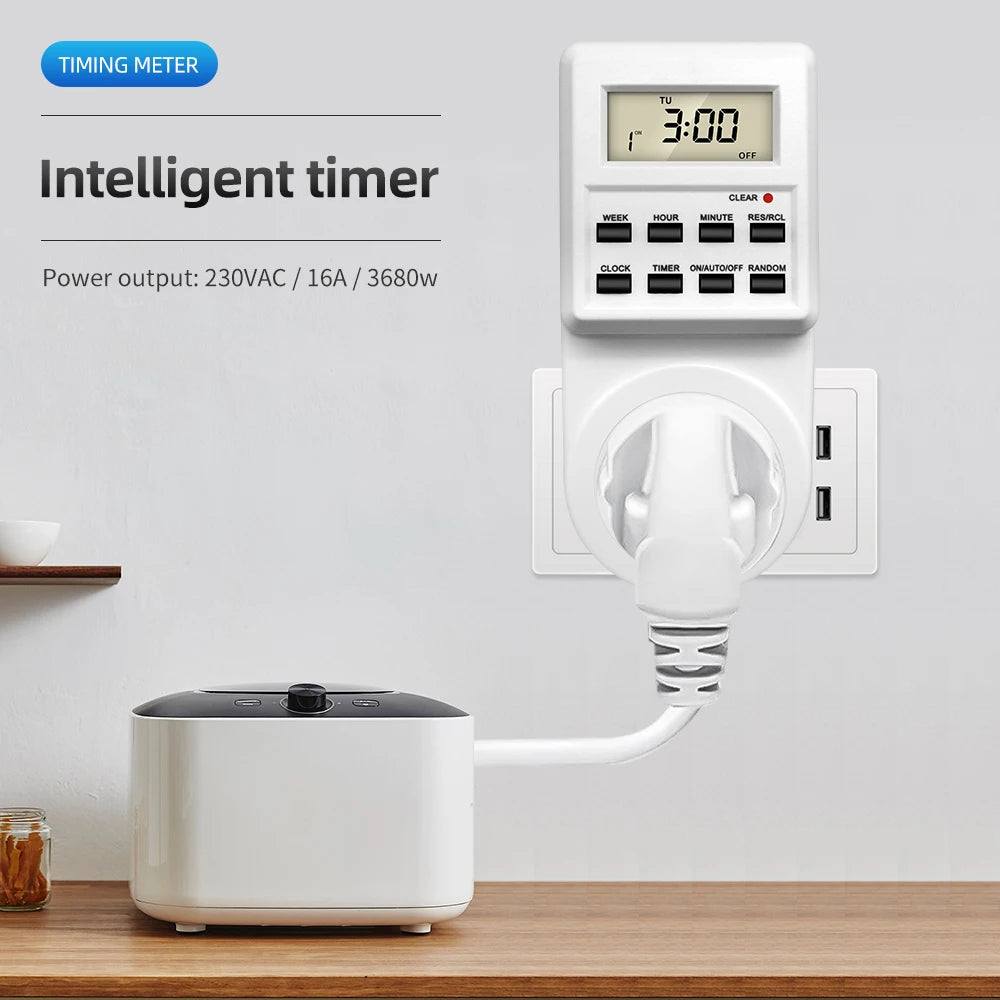 Digital Electronic Timer Switch Socket Kitchen Timer Outlet 24 Hour Programmable Timing Socket EU UK AU US BR FR IT TH Plug