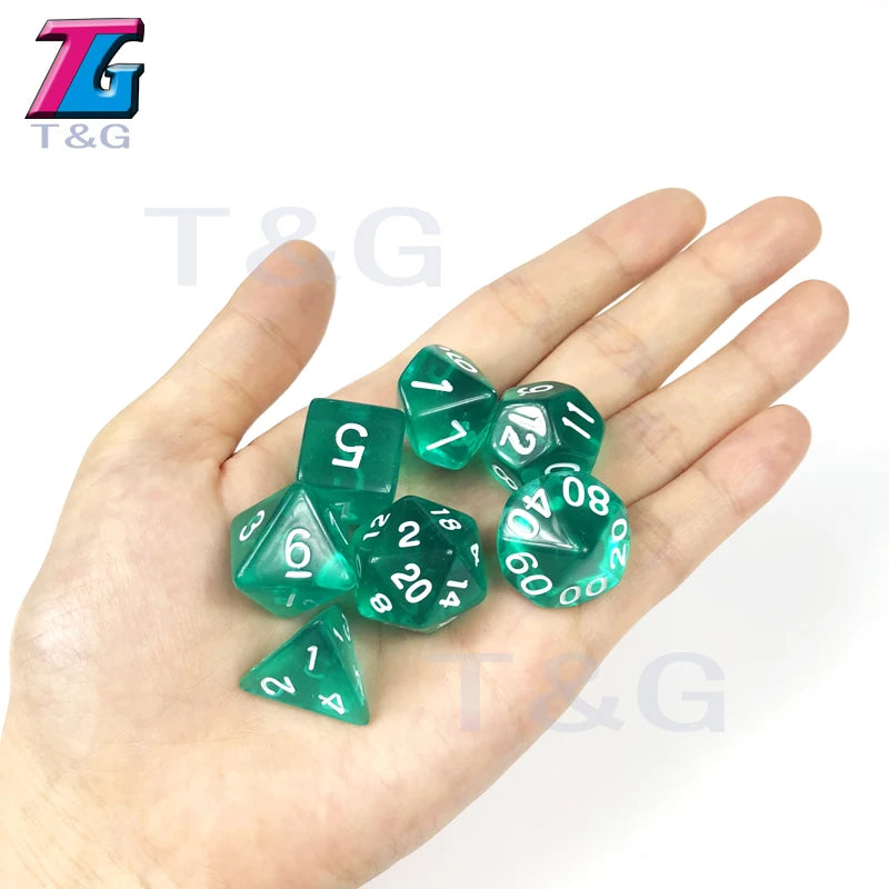 Wholesales 7pc/lot Dice Set Polyhedral D4,D6,D8,D10,D10%,D12,D20 Colorful Accessories for Board Game,DNDGame, RPG 25 Colors