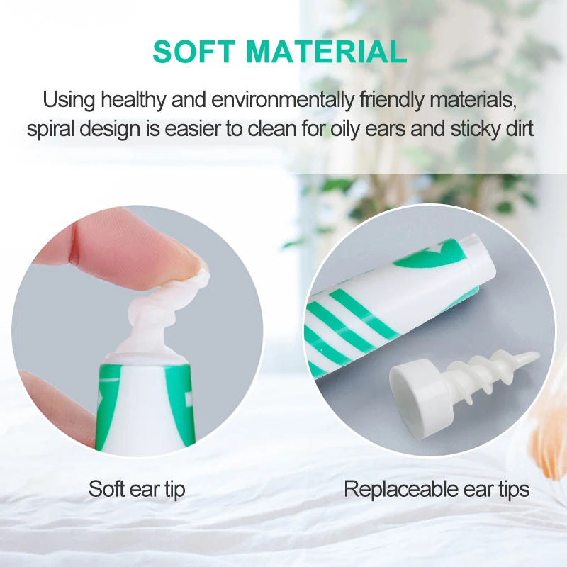 16 Tips Rotating Earwax Cleaner Spiral Dig Wax Ear Wax Remover  Ear-Cleaning Device Soft Spiral Extract Earwax Tool Ear-Picker
