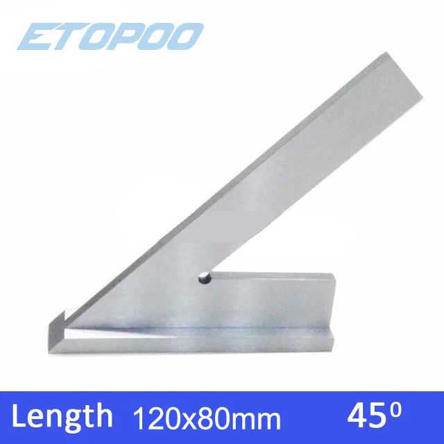 DNI875/2 100*70mm 120*80mm 200mm 45 Degree Square Ruler with Wide Base Steel 45 Degree Industrial Try Machinist Square with Base