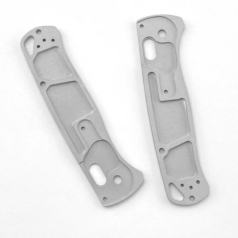 1 Pair Aluminum Alloy Rectangle Pattern Folding Knife Handle Grip Patches Scales for Benchmade Bugout 535 Knives Non-Slip Shank