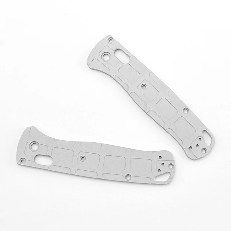 1 Pair Aluminum Alloy Rectangle Pattern Folding Knife Handle Grip Patches Scales for Benchmade Bugout 535 Knives Non-Slip Shank