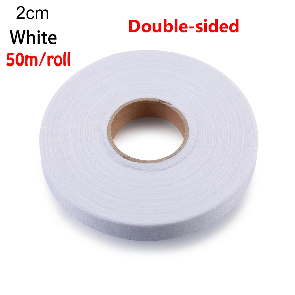 50m 2/1/1.5cm Adhesive Fabric Roll Clothes Sewing Turn up Hem Double-sided Wonder Web Iron On Hemming Tape