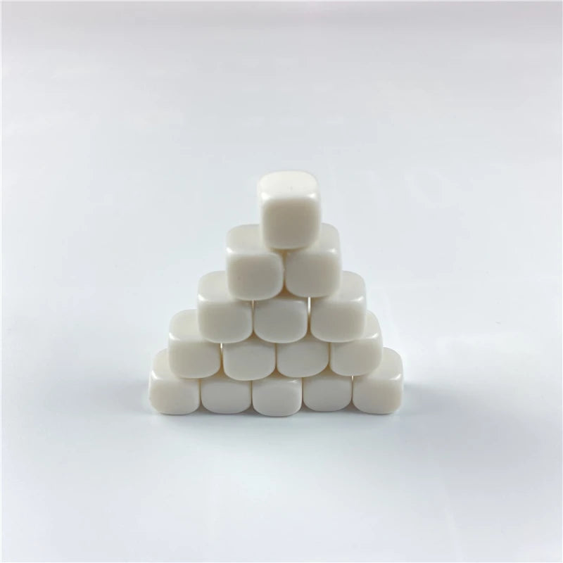 10pcs White 10/12/14/16/18/20mm Blank Dice Acrylic Rounded Corner D6 Blank RPG Dice Can Write DIY Carving Dice