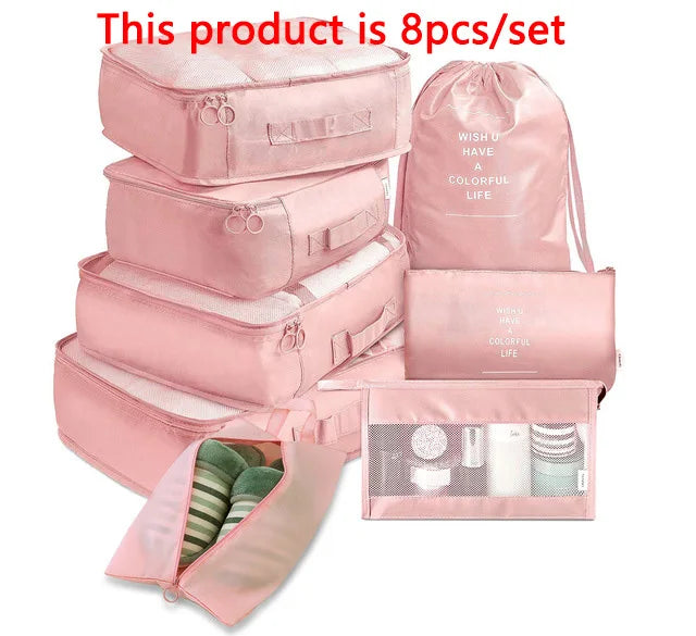 6/8/9pcs/Set Travel Organizer Storage Bags Suitcase Packing Set Storage Cases Luggage Organizer Clothes Bra Shoe Tidy Pouch Bag