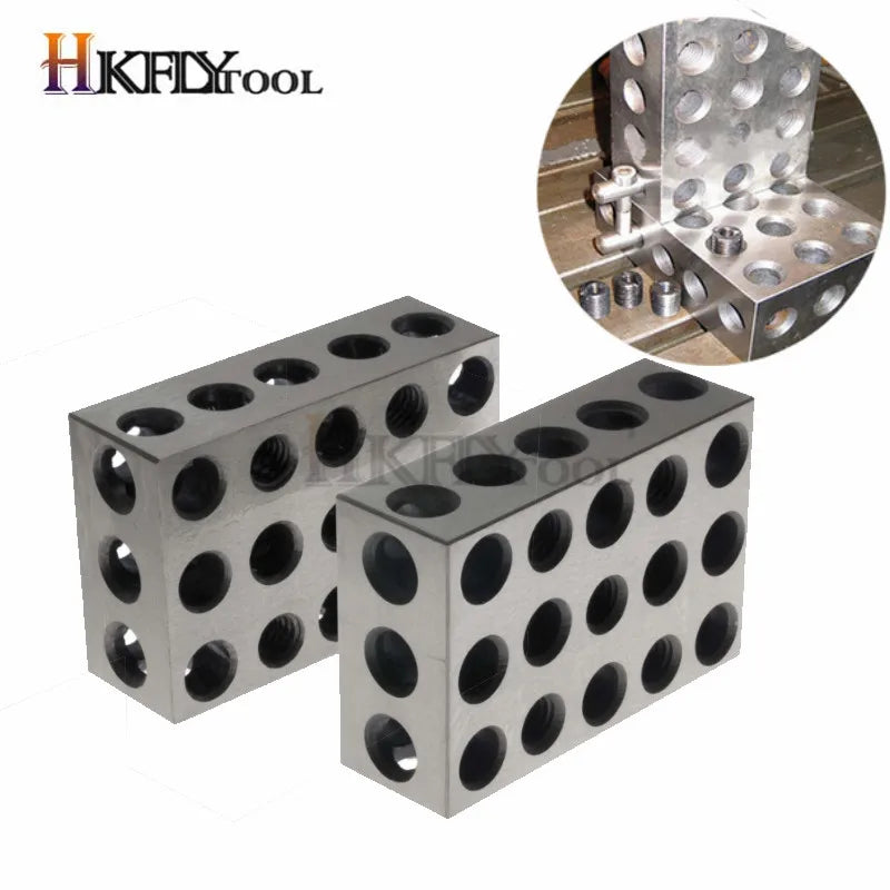 2pcs/set 25-50-75mm Hardened Steel Blocks 0.005" Precision Matched Machinist 123 Milling Tool 23 Holes 1-2-3" block gauge