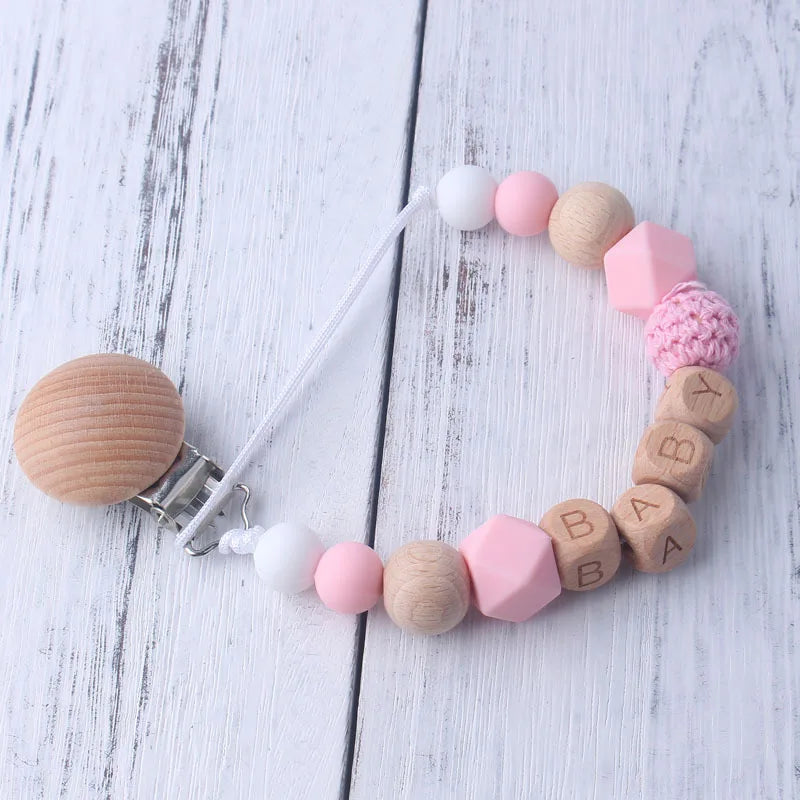 Baby Pacifier Clip Holder Free personalized name Food Silicone Teething With Newborn Gift Anti-drop Chain