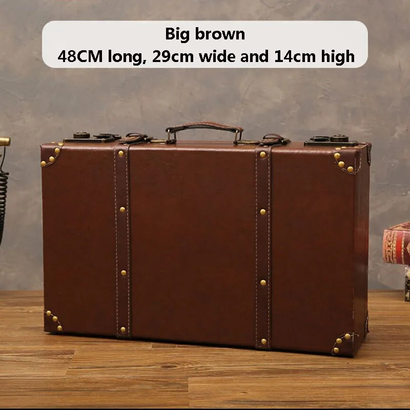 Customized Luxury Vintage Trunk Suitcase Red Travel Leather Luggage Valises Fashion Large Capacity Clothes Storage Prop Box