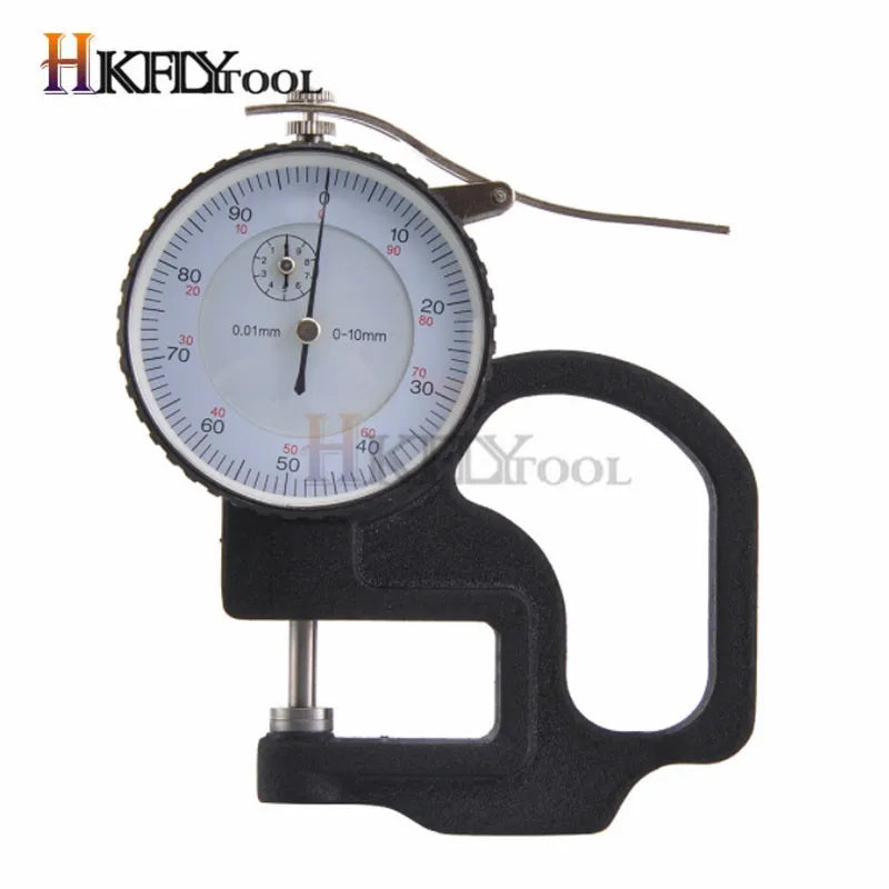 High Precision 0-10mm 0.01mm Dial Thickness Gauge Leather Metal Case Tester Flat  Width Measuring Instrument Tools