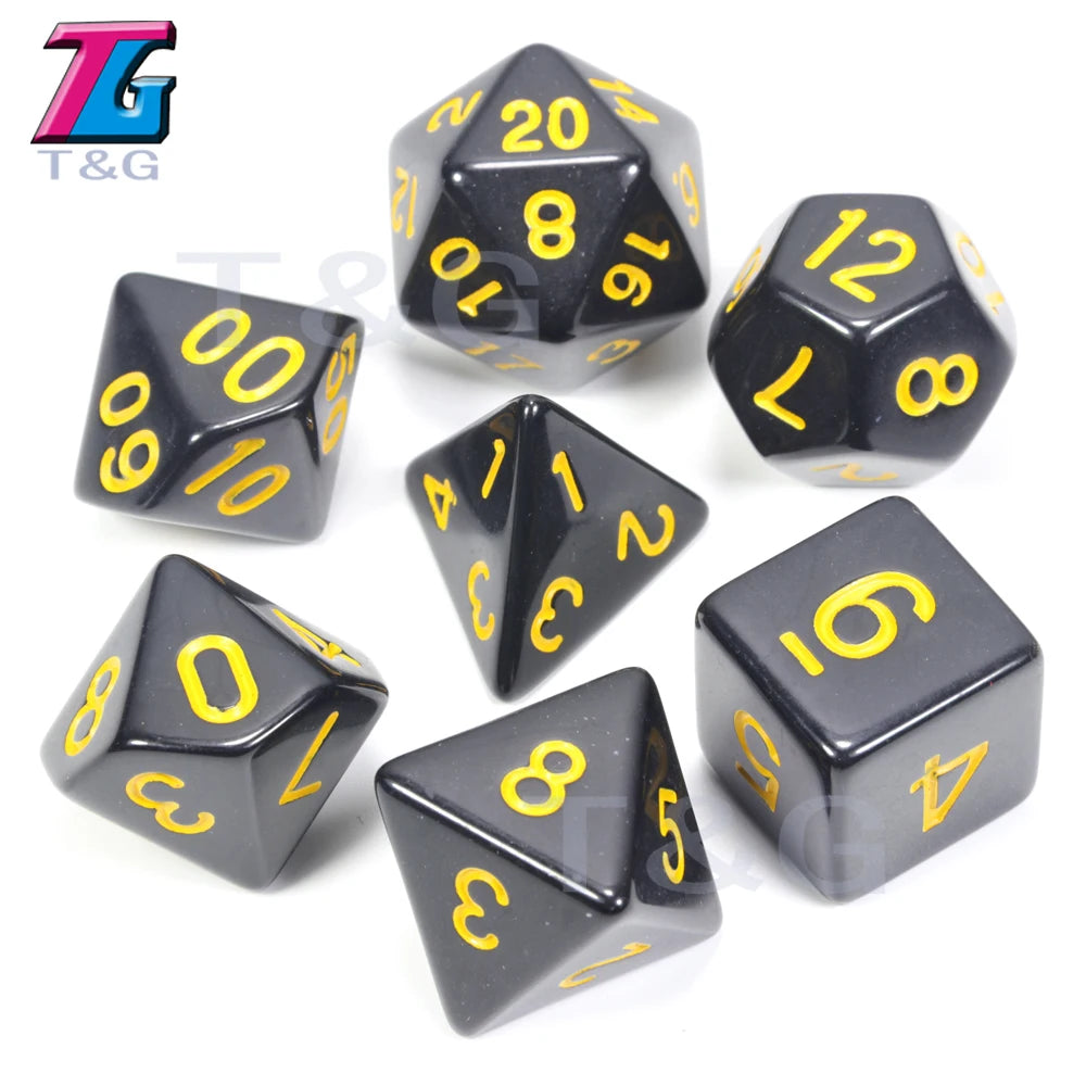 Wholesales 7pc/lot Dice Set Polyhedral D4,D6,D8,D10,D10%,D12,D20 Colorful Accessories for Board Game,DNDGame, RPG 25 Colors