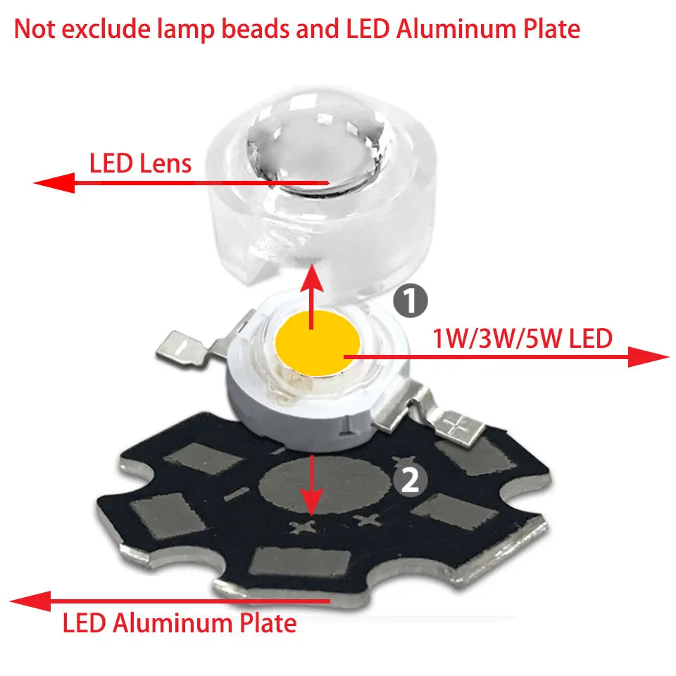 10pcs 13mm 1W 3W Mini LED Lens 15/20/30/45/60/90/120Degree Mini LED PCB Angle Lens Convex Lenses For 1W 3W 5W LED Grow Light