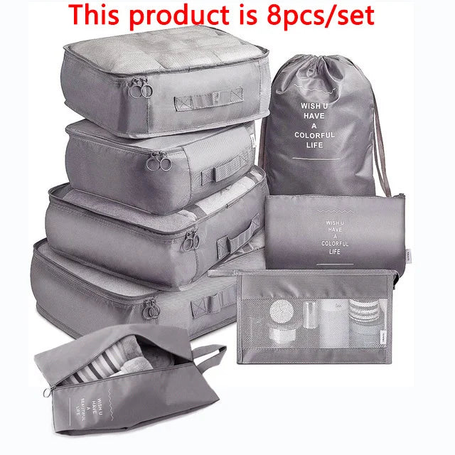 6/8/9pcs/Set Travel Organizer Storage Bags Suitcase Packing Set Storage Cases Luggage Organizer Clothes Bra Shoe Tidy Pouch Bag