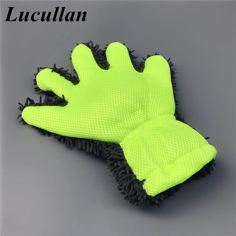 Lucullan Detailer's Preference Chenille Paws Mitt Double Sided Microfiber Interior & Exterior Auto Detailing Cleaning Glove