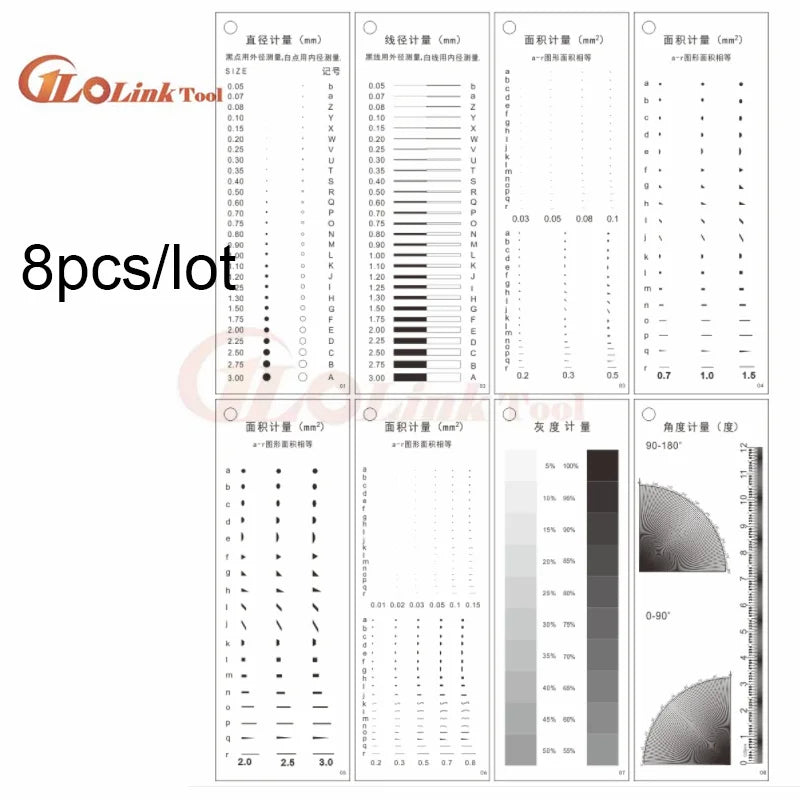 1sets Gauge Point Gauge Transparent Film Stain Card Comparison Card Stain Crack Contrast PET Dot Line Surface Quality Inspection