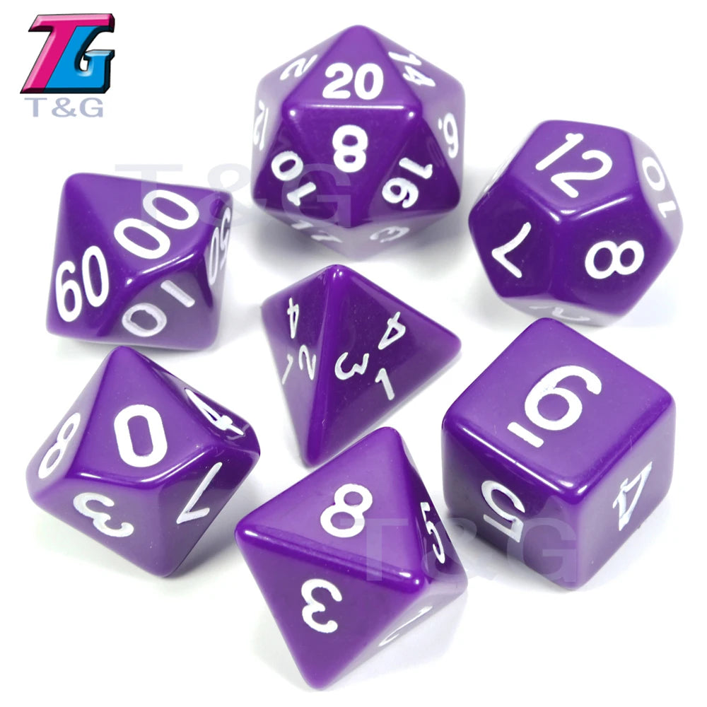 Wholesales 7pc/lot Dice Set Polyhedral D4,D6,D8,D10,D10%,D12,D20 Colorful Accessories for Board Game,DNDGame, RPG 25 Colors