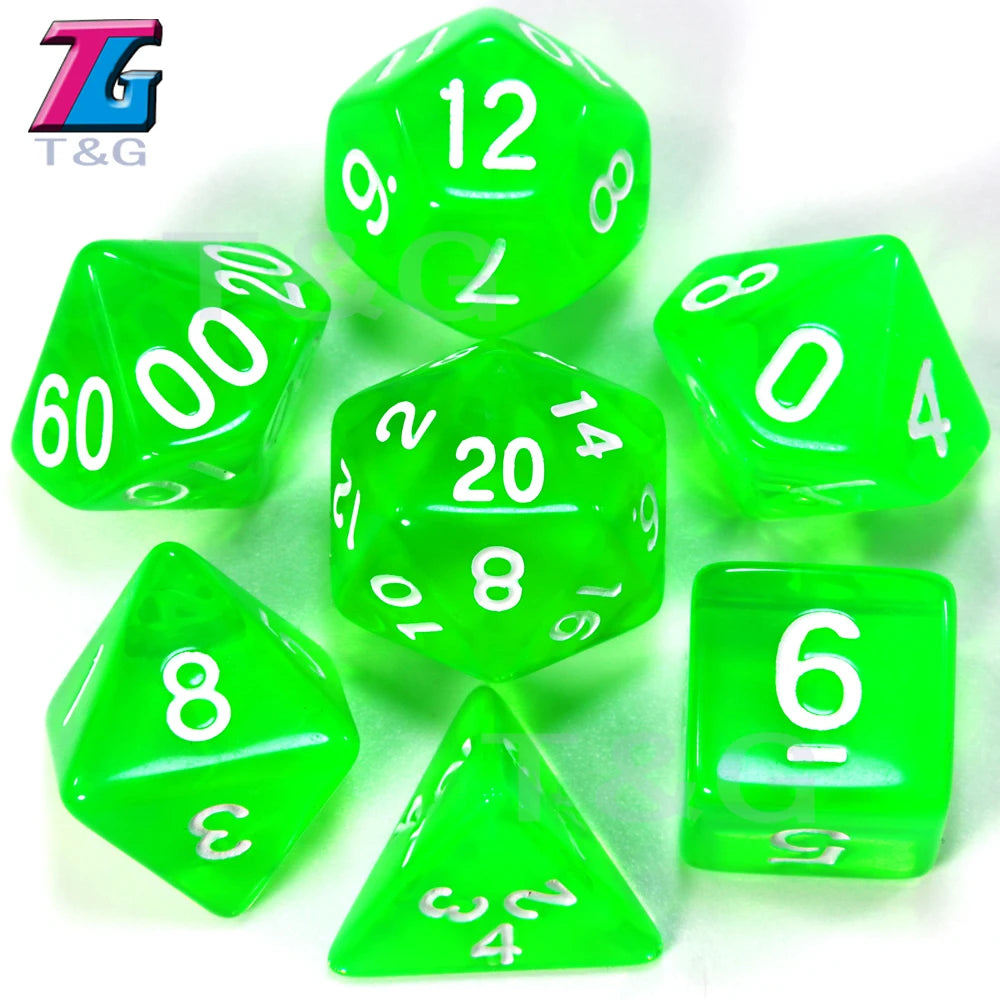 Wholesales 7pc/lot Dice Set Polyhedral D4,D6,D8,D10,D10%,D12,D20 Colorful Accessories for Board Game,DNDGame, RPG 25 Colors