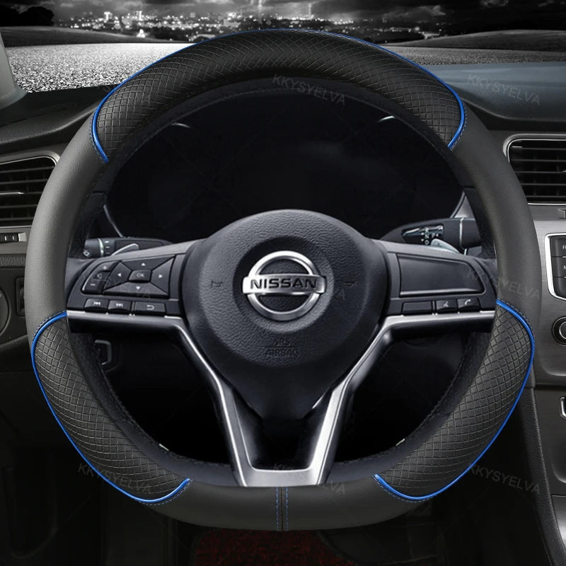 Car Steering Wheel Cover D Type PU Leather For Nissan X-trail Qashqai Rogue Sport Rogue 2017 2018 2019 2020 2021 Altima Versa